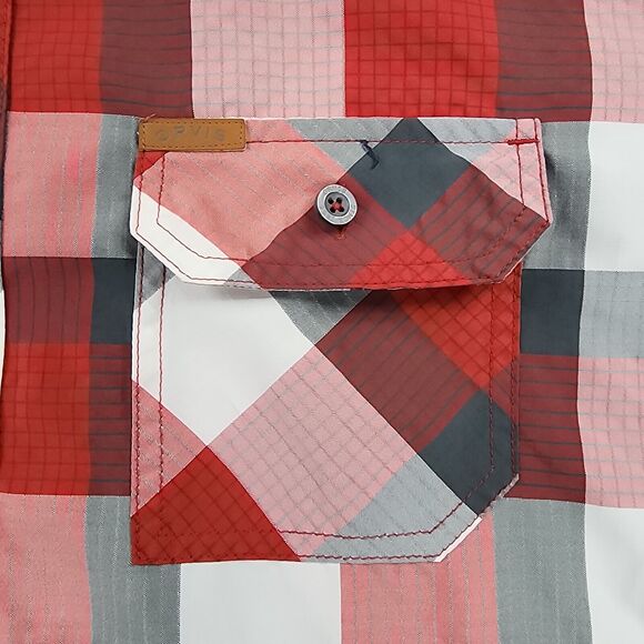 Orvis Shirt Men XL Red Plaid Classic Short Sleeve Hiking Button Up Casual Pocket - Picture 10 of 16
